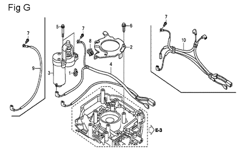 Fig-7 Diagram and Parts List for GCV190A Type R1A Honda Engine