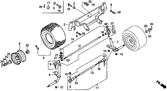 Part Location Diagram of 44110-763-A00 Honda Axle, Fr.