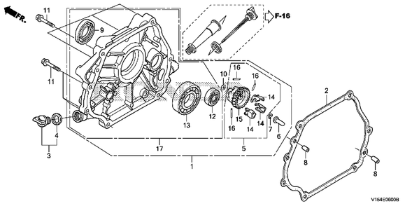 Crankcase Cover Diagram and Parts List for HSM1336IK2 (Type  ATDR)(SBCJ-5500001 - 5509999) Honda Snow Blower