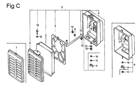 Fig-3 Diagram and Parts List for G100K1 Type ST Honda Engine