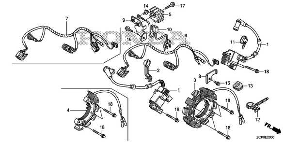 Ignition Coil Diagram and Parts List for GX630RHX (Type TDCC)(GCAMH-2000001-9999999) Honda Engine