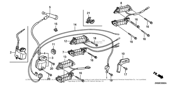 Ignition Coil (1) Diagram and Parts List for GX390K1 (typeQXC/A)(GCAA-3400001) Honda Engine