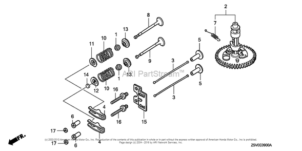 Camshaft Diagram and Parts List for GXV390RT1 (typeDCST)(GJADT-1000001) Honda Engine