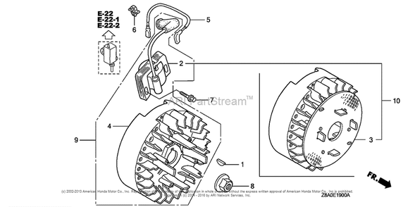 Flywheel + Ignition Coil (Aluminum) Diagram and Parts List for GC160LA (typeQHC)(GCAHA-3599750) Honda Engine