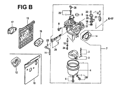 Fig-8 Diagram and Parts List for GXV340K1 Type DN4 Honda Engine