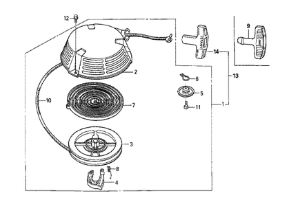 Part Location Diagram of 28462-ZE7-V11 Honda Rope, Recoil Starter