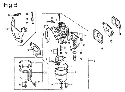 Fig-2 Diagram and Parts List for G100K2 Type SJA Honda Engine