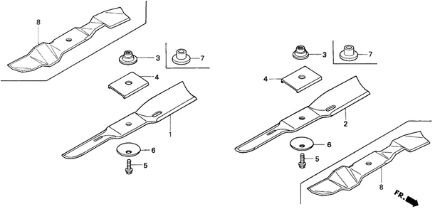 Rotary Blade (1) Diagram and Parts List for CD2038 (Type  SA)(RZCV-6000001 - 9999999) Honda Lawn Tractor Accessories