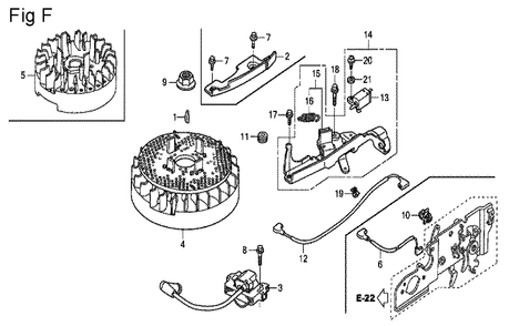Fig-6 Diagram and Parts List for GCV135 Type A1D Honda Engine