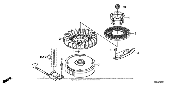 Flywheel (2) Diagram and Parts List for GSV190LA (typeGBH)(GJACA-1035731) Honda Engine