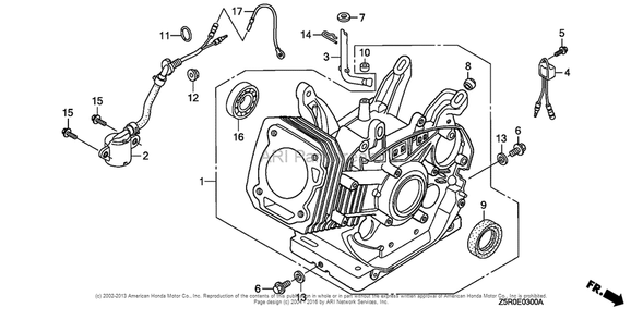 Cylinder Barrel Diagram and Parts List for GX390U2 (typeSXE4)(GCBHK-1000001) Honda Engine