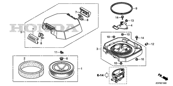 Air Cleaner Diagram and Parts List for GX630RHX (Type TDCC)(GCAMH-2000001-9999999) Honda Engine