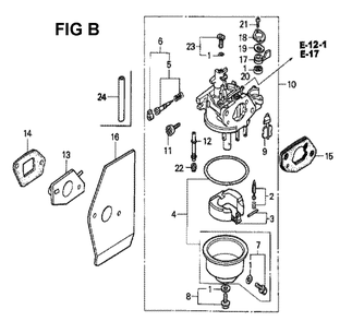 Fig-2 Diagram and Parts List for GXV160K1 Type SFL Honda Engine