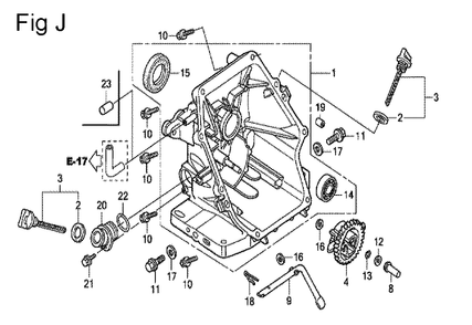 Fig-10 Diagram and Parts List for GC135 Type VHC Honda Engine
