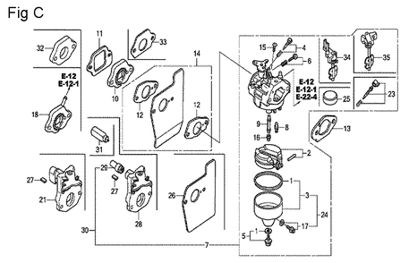 Fig-3 Diagram and Parts List for GCV160A Type A2A Honda Engine