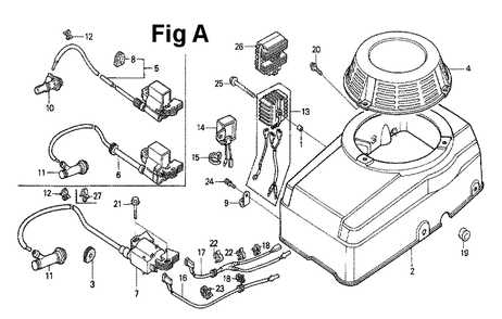Fig-12 Diagram and Parts List for GXV270 Type DN Honda Engine