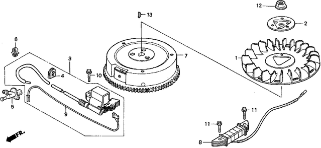 Flywheel Diagram and Parts List for H3011 (Type  SA)(MZAJ-5000001 - 6000000) Honda Lawn Mower