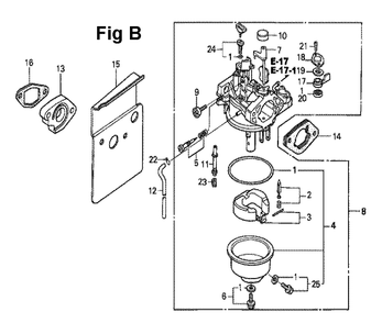 Fig-12 Diagram and Parts List for GXV270 Type DN Honda Engine