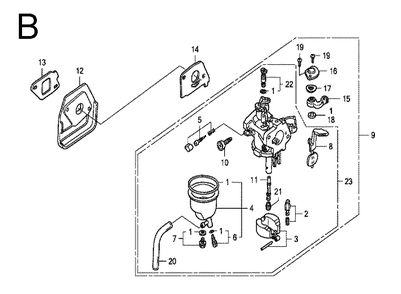 Fig-2 Diagram and Parts List for GX100 Type VA2 Honda Engine