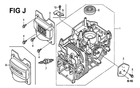 Fig-10 Diagram and Parts List for GCV190LA Type G5B Honda Engine