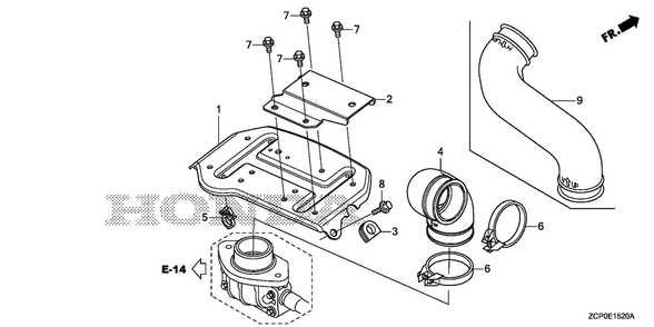 Part Location Diagram of 95018-58320 Honda Band, Air Cleaner Connecting T