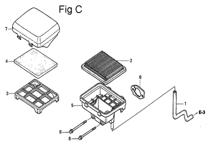Fig-3 Diagram and Parts List for GS190A Type QBA Honda Engine