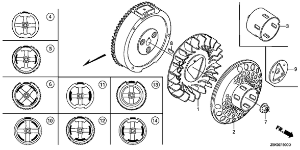 Part Location Diagram of 31110-Z5K-W00 Honda Flywheel (Sel)