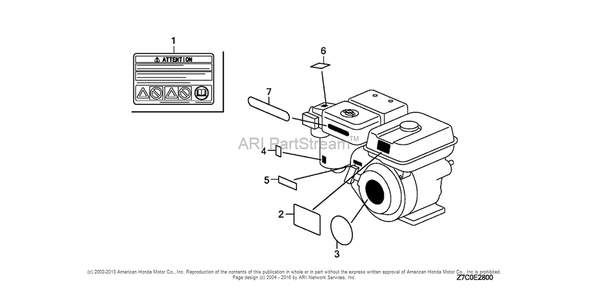 Label Diagram and Parts List for GX270UH (typeQXC9)(GCAGH-0000001) Honda Engine