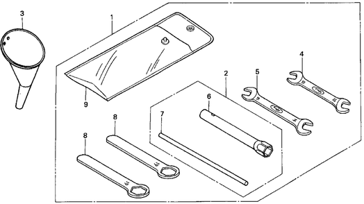 Tools Diagram and Parts List for HP400 (Type  BA)(NAA-2000001 - 2299999) Honda Lawn Tractor Accessories