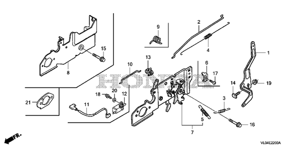Control Diagram and Parts List for HRR216K10 (Type  VLAA)(MZCG-1140001 - 1660000) Honda Lawn Mower