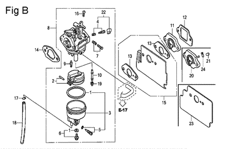 Fig-2 Diagram and Parts List for GC160 Type PXC Honda Engine