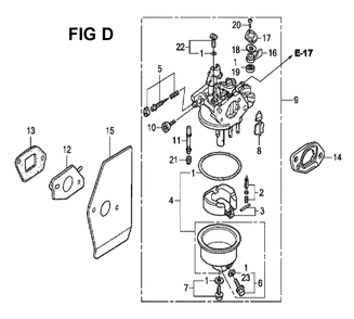 Fig-11 Diagram and Parts List for GXV160H2 Type N6 Honda Engine