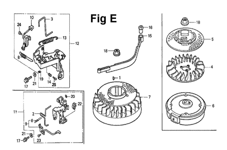 Fig-6 Diagram and Parts List for GXV140 Type A1K Honda Engine