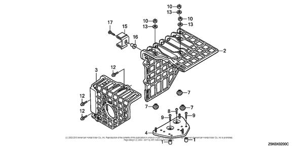 Muffler Cover Diagram and Parts List for GX270UT2 (typeSMRB)(GCBGT-1000001) Honda Engine