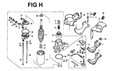 Fig-9 Diagram and Parts List for GXV340 Type DN Honda Engine