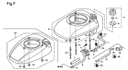 Fig-6 Diagram and Parts List for GSV190A Type BHH Honda Engine