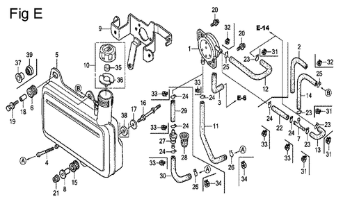 Fig-5 Diagram and Parts List for GC135 Type QHU Honda Engine