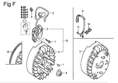 Fig-6 Diagram and Parts List for GC135 Type WME1 Honda Engine