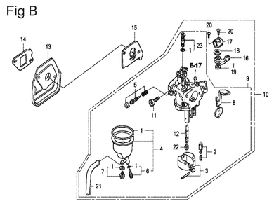 Fig-2 Diagram and Parts List for GX100U Type QE14 Honda Engine