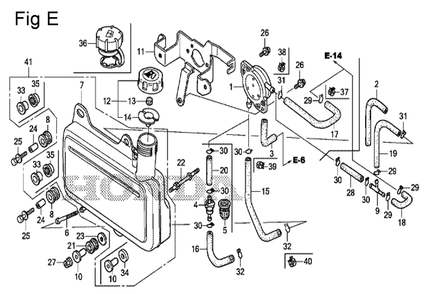 Fig-5 Diagram and Parts List for GS190A Type QBA2 Honda Engine