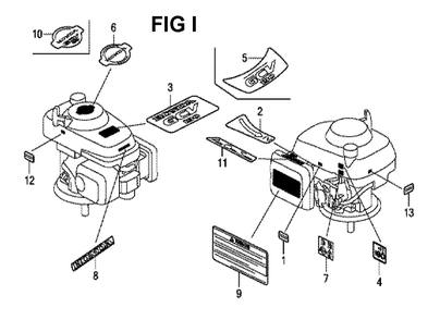 Fig-9 Diagram and Parts List for GCV190LA Type SBL Honda Engine