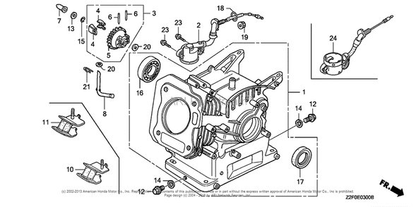 Cylinder Diagram and Parts List for GX160K1 (typeQX/B)(GCAAK-1000001) Honda Engine