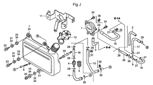 Fig-10 Diagram and Parts List for GC160LA Type DHAF Honda Engine