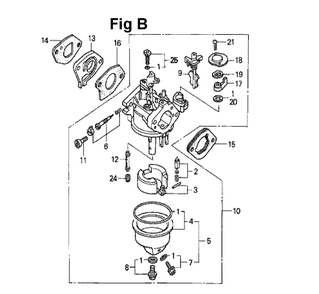 Fig-7 Diagram and Parts List for GXV140 Type MAC Honda Engine