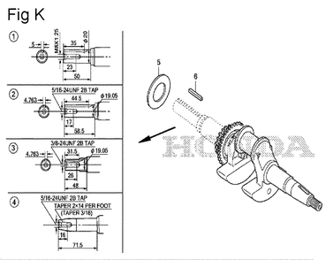 Fig-11 Diagram and Parts List for GS190A Type SBE6 Honda Engine
