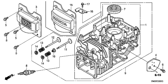 Cylinder Barrel Diagram and Parts List for GCV160LA0 (Type  G5AF)(GCAD-1000001 - 9999999) Honda Engine