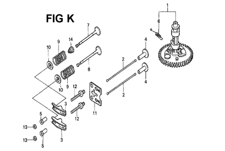 Fig-1 Diagram and Parts List for GXV160K1 Type N4C Honda Engine