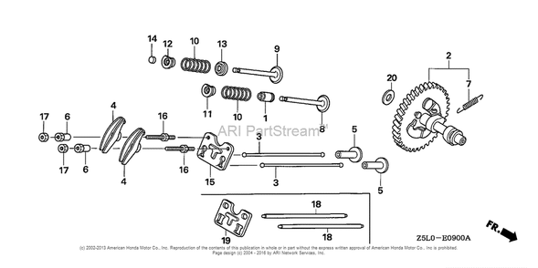 Camshaft Diagram and Parts List for GX340U2 (typeSMX2)(GCBKK-1000001) Honda Engine