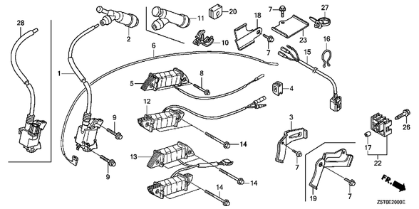 Ignition Coil (1) Diagram and Parts List for GX390UT2 (Type  QAE2/A)(GCBCT-3000001 - 9999999) Honda Engine