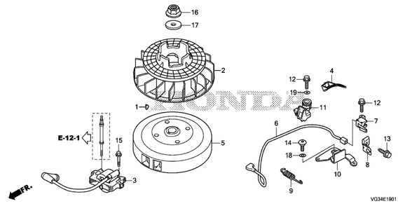 Part Location Diagram of 19511-Z8B-900 Honda Fan, Cooling